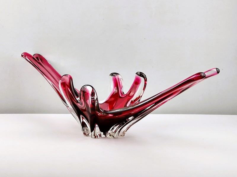 Murano rood/rose kleurige schaal