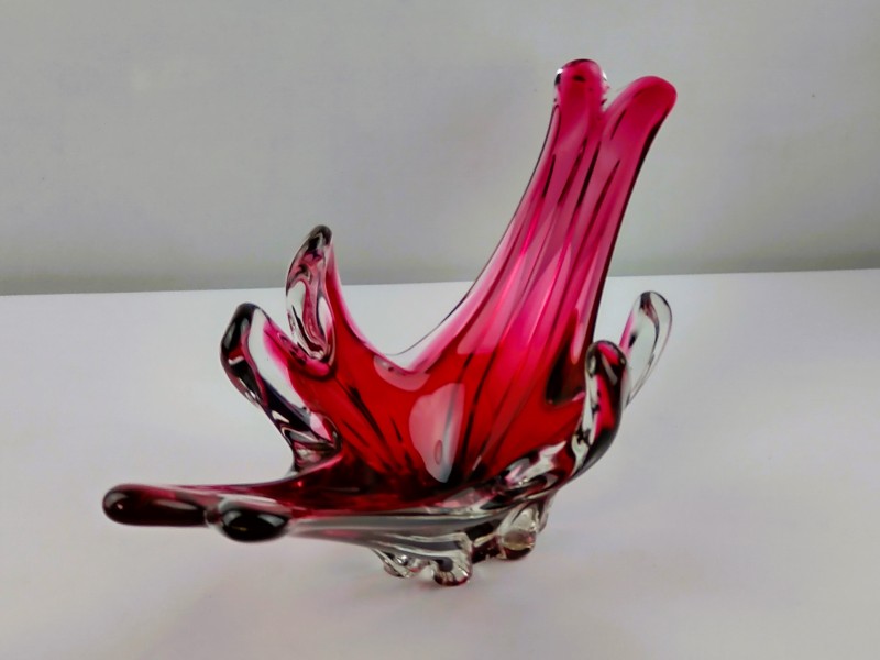 Murano rood/rose kleurige schaal