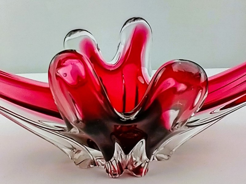 Murano rood/rose kleurige schaal